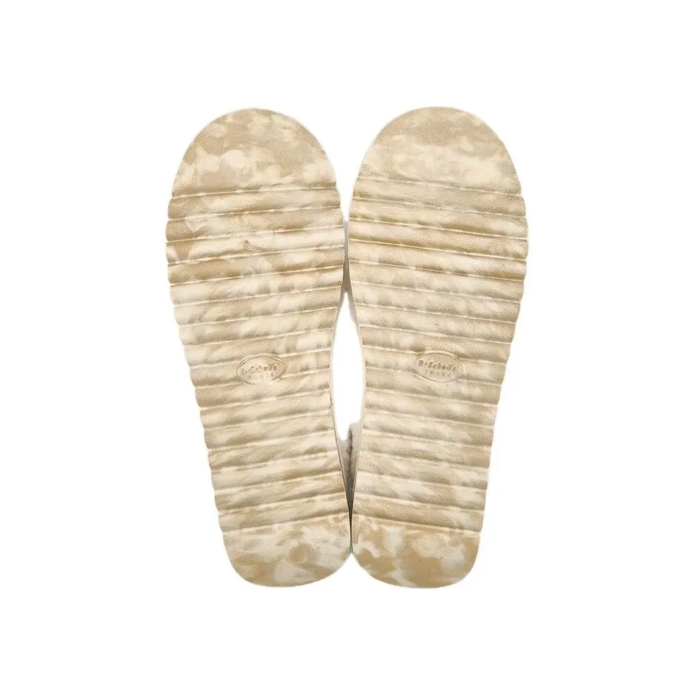 Dr. Scholl's Open Toe Off White Faux Fur Slipper Slides Women's 9 Minimalist